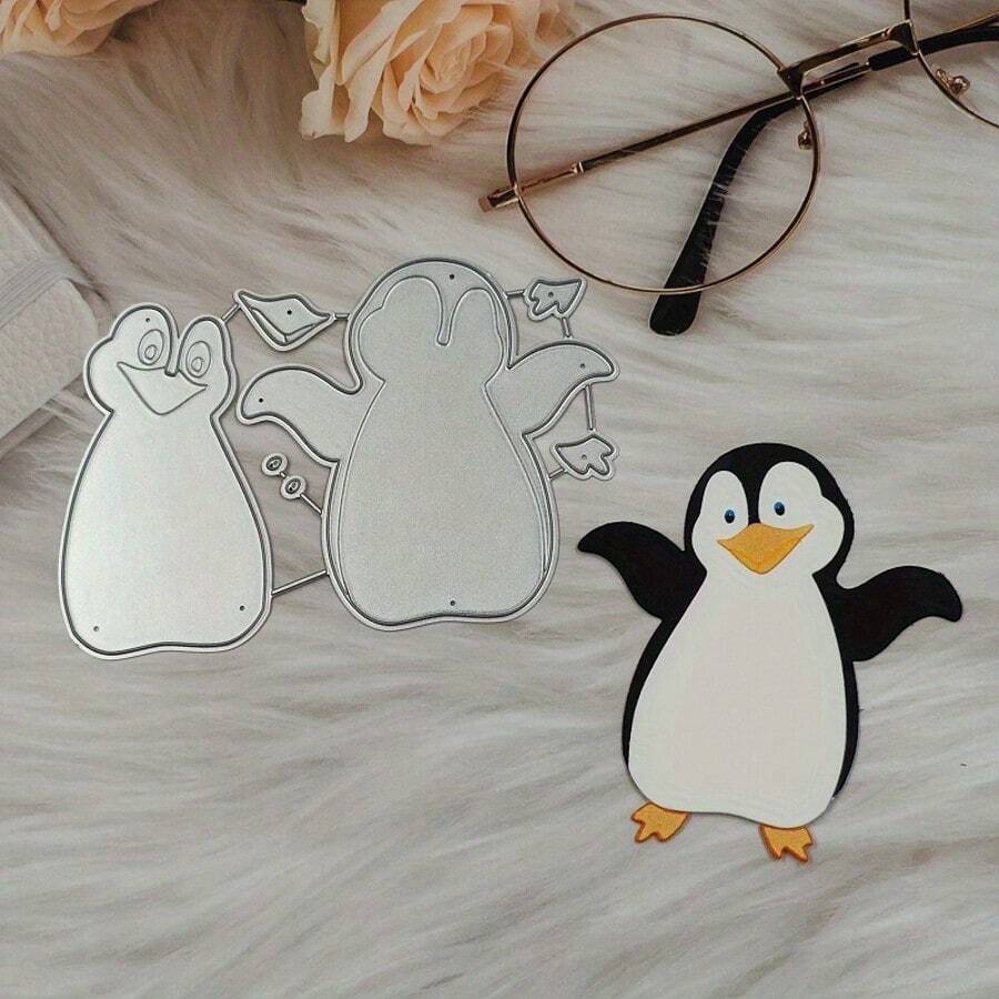 1pc Cute Penguin Metal Cutting Die, Suitable For DIY Scrapbook Decoration Embossing Die, Greeting Card Making Template, Applicable For Photo Album Card Making, Handmade Card Tools.