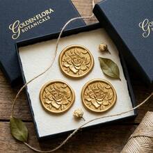 20 PCS 3D Relief Floral Wax Seal Stickers,Wedding Invitation Envelope Botanical Seal Stickers,Self- Adhesive Antique Gold Flower Stickers, Perfect For Invitation, Gift Wrapping, Party-Brown - Flower - Brown - View 8