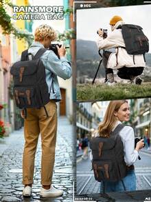 Camera Backpack For DSLR Cameras, Fits 15.6 Inch Laptop, Anti-Theft Camera Bag, Easy To Carry Tripod, Rain Cover, Black/Khaki, Professional, Outdoor - Multicolor - View 10