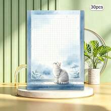 1 Set, 30 Sheets Cute Cat Themed Letter Paper, Cat Print Letter Paper, Kawaii Letter Paper - Rectangle - View 6