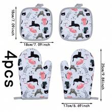 2/4pcs Blue And White Porcelain Print Thickened Kitchen Oven Mitts And Heat-Resistant Pads Set, Microwave Oven Baking Heat-Insulated Gloves, High Temperature Resistant - View 20
