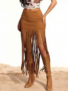 Women Skirts - Camel - View 4
