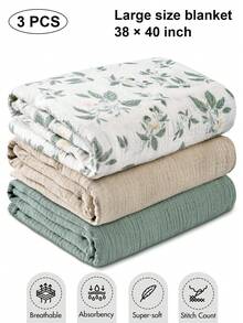 3 Packs Muslin Swaddle Blankets, Cotton Receiving Baby Blanket Large 40 X 38 Inches, Soft Breathable Swaddling Wrap For Unisex Newborn - Multicolor - View 2