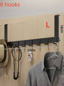 1pc Heavy Duty No-Drill Door Hook Rack, Suitable For Hanging Clothes, Bathrobes, Hats, Towels, Bathroom Storage, 7-Hook Wall-Mounted Coat Rack, Suitable For Door, Kitchen, Bathroom, Bedroom, Home Decor, Kitchen Accessories, Bathroom Decor, Bedroom Decor, Wall-Mounted Storage Rack, Kitchen Storage Rack, Key Rack, Bag Rack, Wall-Mounted Coat Rack - Black - View 13