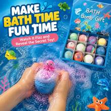 12pcs Ocean Theme Bath Bomb Gift Set, Kids Surprise Fragrant Bubble Bath, 12 Different Scent Experiences, Gentle Cleansing Bathing Agent - 12 Fragrances - View 3