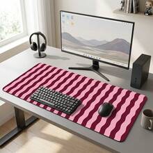 Pink Burgundy Wavy Line Desk Mat, Large Non-Slip Mouse Pad, Office Desk Accessory - Mouse Pad - View 9
