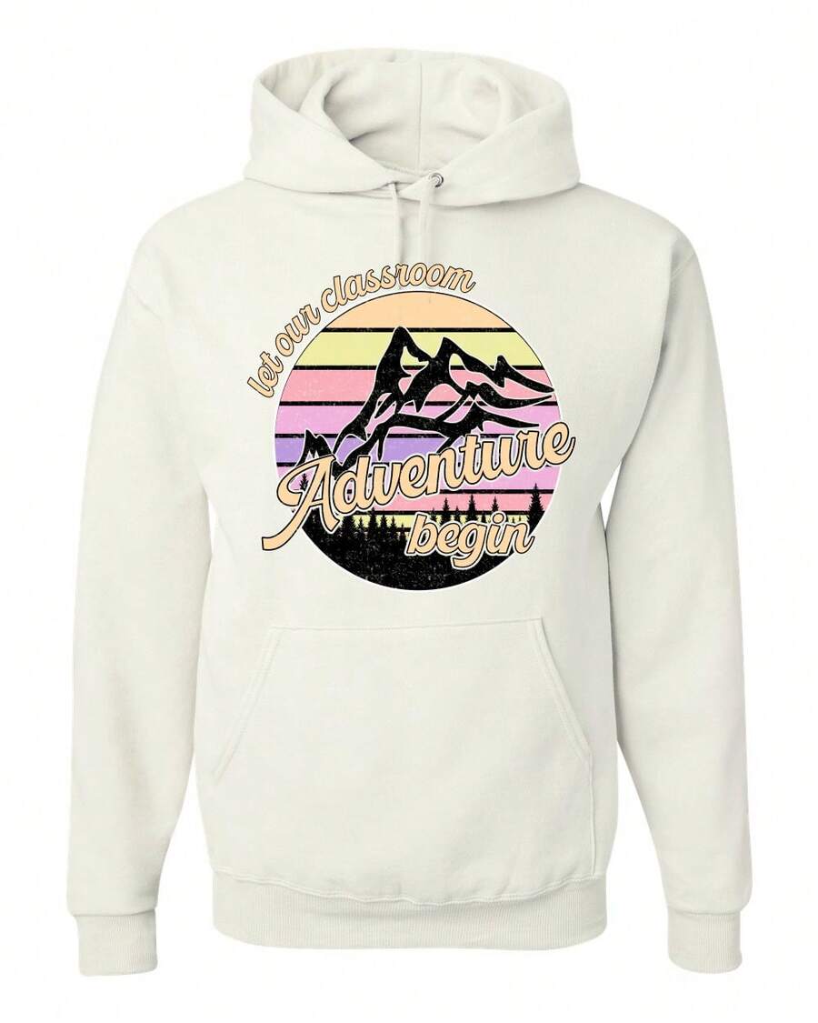 Let Our Classroom Adventure Begin. Light-Colored Unisex Hoodie, Large Size, Suitable For Slightly Insecure People. - White - View 1