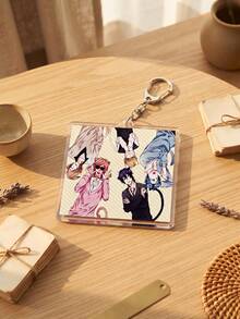 6Pcs Yarichin Anime Manga Boy Acrylic Keychain Set, Cute Square Character Interaction Pendant Set, Manga Boy CP Pendant Collection Gift, High Transparency Acrylic Material, Suitable For Backpacks, Keys, Phone Cases And Daily Accessories. - Multicolor - View 9