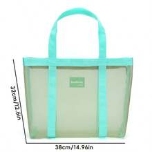 HUAJIE 1pc Large Capacity Transparent Mesh Tote Bag, Portable A4 Document & Stationery Storage Handbag, Breathable Multi-Pocket Organizer Bag, Suitable For School, Office, Art Supplies - Single Piece - View 11