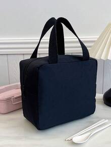 Tas Bekal Termal Portabel, Tas Bento Termal, Tas Bekal & Buah Tebal Berwarna Hitam Polos yang Lucu untuk Pelajar - Hitam - View 4