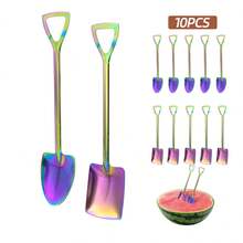 10/20pcs Rainbow Stainless Steel Scoop Dessert Spoon Set, Fun Stainless Steel Dessert Spoon, Perfect For Watermelon, Ice Cream, Party And Home Use, Easy To Clean - Creative Scoop Spoon, Cute Mini Design, Creative Kitchen Gadget - View 1