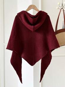 1pc Women's Solid Color Hooded Wool Blend Knit Warm Decorative Casual Style Triangle Hooded Shawl Scarf Suitable For Shopping, Outings, Skiing, Autumn/Winter - Multicolor - View 18