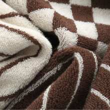 3pcs Set White Base Brown Stripes/Brown Base White Stripes/Brown Checkered 100% Pure Cotton Face Towel Set, Minimalist Skin-Friendly Soft Absorbent, 34*74cm, Home/Bathroom/Gym/Travel - Multicolor - View 6