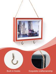1pc Hanging Photo Frame With Bottom Hooks, Wall Mount Picture Frame For Photo Display, Multi‑Hook Design For Hanging Ornaments Shell Pinecone, Home Wall Decor For Bedroom Living Room Gallery Wall, Gift For Housewarming - Multicolor - View 10