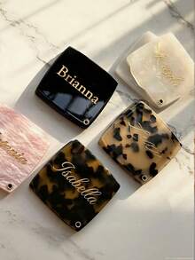 1pc Customized Personalized Name Folding Mirror, Personalized Exquisite Marble Pattern Mirror, Bridesmaid Makeup Mirror, Marble Pattern Makeup Pocket Mirror, Wedding Gift, Unique Bride/Bridesmaid Gift Customized Bridesmaid Makeup Mirror, Gift For Her - Multicolor - View 2