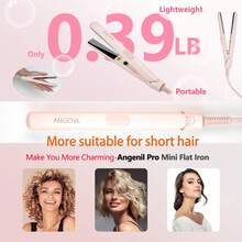 Plancha de pelo ultra mini ANGENIL, pequeña plancha alisadora para cabello corto, voltaje dual, 2 en 1 alisadora y rizadora, plancha plana mini portátil, adecuada para bordes de cabello corto y flequillo frontal, 3 ajustes de temperatura 140℃=280℉ / 160℃=320℉ / 190℃=380℉ - Verde - Ver 4