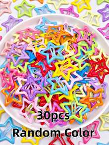 10/20/30/40/50pcs Random Color Y2K Girls Mixed Star-Shaped 3CM Hair Clips, Simple Fashionable Five-Pointed Star Hair Accessories, Suitable For Daily Life, School And Outdoor Activities - Multicolor - View 9