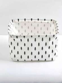 1pc Christmas Mini Underwear Storage Box, Linen Fabric Storage Box, Desktop Organizer, Cosmetic Storage Basket, Underwear Storage Basket, Autumn/Winter Fabric Storage Box, Multi-Functional And Practical, Suitable For Year-End Gifts, Halloween Costumes, Socks And Wardrobe Storage, Foldable - Multicolor - View 4