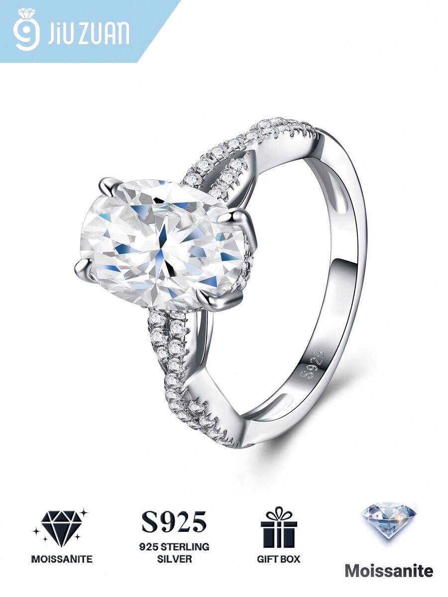 925 Sterling Silver Moissanite Ring, Hypoallergenic, Engagement/Wedding Ring, Minimalist Design, Versatile Daily Wear, Gift For Valentine's Day, Birthday, Wedding, Comes With Gift Box And Certificate