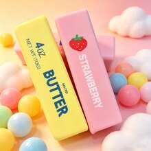 2pcs (Yellow + Pink) | Long Erasers With Slow Rebound Effect. Perfect As Party Favors, Award Gifts, Gift Bag Fillers And Classroom Rewards - Multicolor - View 1