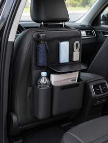 Car Storage Bag Suitable For All Car Models, Made Of Artificial PU Material, With 4 Storage Compartments, Fashionable Black Design, Perfect Gift For Car Enthusiasts - A - View 2