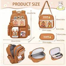 1 Set Popular Capybara Backpack Set, Multi-Compartment Large Capacity Backpack, Student Commute Full Stationery Combination - Sets - View 3