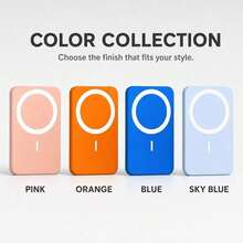 5000mAh Magnetic Portable Power Bank With 15W Wireless Charging And 22.5W Fast Charging, Compact Rounded Battery Pack For Compatible Smartphones, Smooth Solid Colour Design For University Days, Student Life, Project Meetings, Daily Commutes, Road Travel, Weekend Visits And Holiday Breaks, Wireless Charger, University Essentials And Travel Size Mini Products - 1PC - View 4