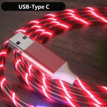 LED Glowing Type C Fast Charging Data Cable, 1m/6.6ft/39.37in USB-A To Type C, Compatible With Huawei, Compatible With Xiaomi, Universal Travel/Home/Office/Car Data Cable - Multicolor - View 5