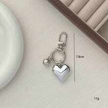 1pc Unisex New Creative Ins Electroplated Heart Keychain Pendant, Best Friend Gift, Bag Accessory - Silver - View 2