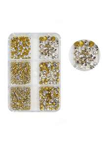 6-Grid Mixed Size Pointed Back Glass Nail Rhinestones, Nail Art Embellishment Accessory, DIY Nail Decoration, For DIY Nail Design And Daily Wear - Multicolor - View 8