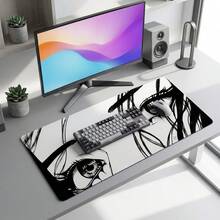 Bộ lót chuột gaming và thảm bàn phím họa tiết mắt đen trắng vẽ nét, siêu dài, đế cao su chống trượt bền bỉ, bề mặt trơn mịn, phù hợp cho máy tính laptop văn phòng tại nhà, trang trí trừu tượng, đồ dùng tựu trường - A - Xem 6