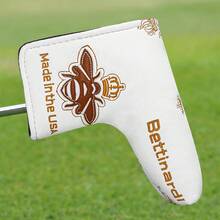 1pc Golf Blade Putter Cover, Crown & Bee Pattern, PU Material, Soft Lining, Durable, Unisex, Suitable For Golf Enthusiasts - Multicolor - View 1