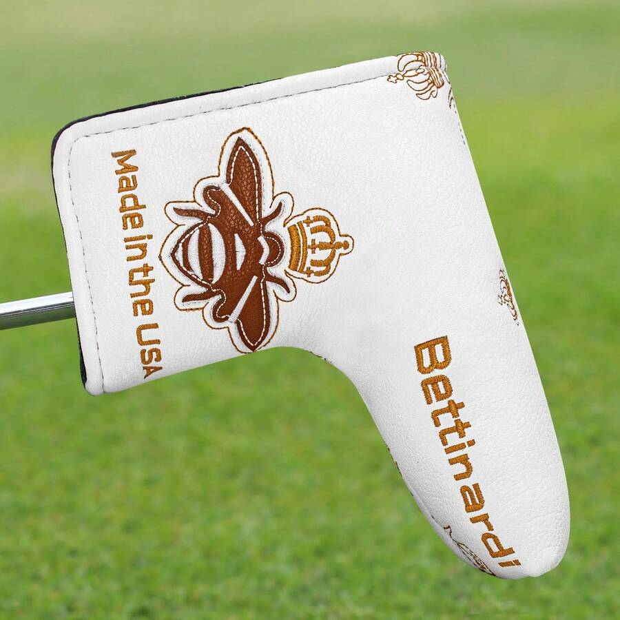 1pc Golf Blade Putter Cover, Crown & Bee Pattern, PU Material, Soft Lining, Durable, Unisex, Suitable For Golf Enthusiasts - Multicolor - View 1