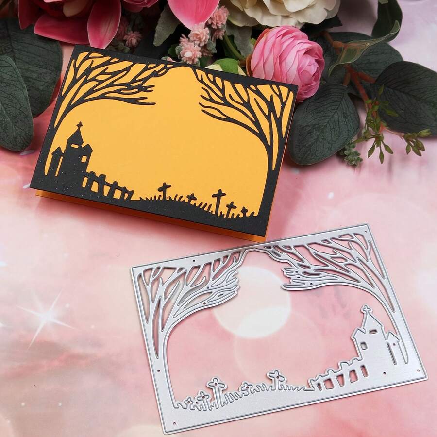 1pc Halloween Border Metal Cutting Die, Suitable For DIY Scrapbooking Templates, Handmade Greeting Card Tools And Holiday Home Decor Making
