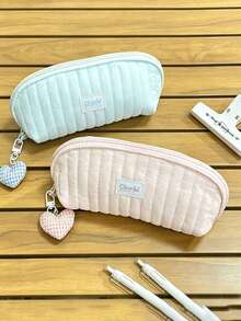 Pink Shell Pencil Case, Can Be Paired With Heart-Shaped Pendant, Fresh And Soft Korean Style, Suitable For Storing Toiletries And Keeping Items Organized, Comes With Multiple Storage Bags, Can Store School Supplies, Perfect For Back To School Season - A - View 3
