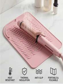 Silicone Universal Heat Resistant Mat For Hair Styling Tools, Straightener And Curling Iron Heat-Resistant Storage Travel Mat, Non-Slip Silicone Heat-Insulating Pad, Protects Hair Styling Tools, Travel Essentials - Multicolor - View 10