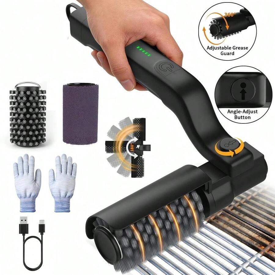Rechargeable Electric BBQ Brush, Automatic Rust And Grease Cleaner For Outdoor Grill Grates, Cleaning Tool