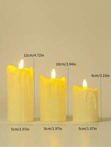 2pcs Cream White Tear-Shaped Simulated Electronic Candles, Battery Operated Smokeless LED Candle Lights, Romantic Candlelight Dinner, Christmas, Halloween Decoration Props - Off-white Dripping Candle - View 3