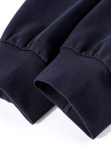 韓式設計露肩刺繡衛衣配抽繩拼接裙，休閒運動褲套裝，優雅春季旅行度假休閒穿搭 - 寶藍色 - 查看 9