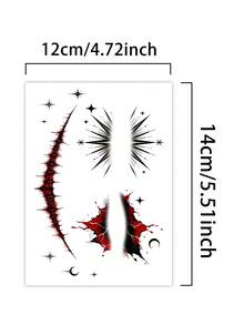 1pc Halloween Joker Temporary Tattoo Sticker, Waterproof And Sweat-Resistant Disposable, Suitable For Women And Men, Can Be Applied To Face, Arm, Waist, Chest, Leg, Abdomen, Neck, Hand, Finger, Back, Suitable For Dance Party Stage Performance, Modern Body Art - Multicolor - View 4