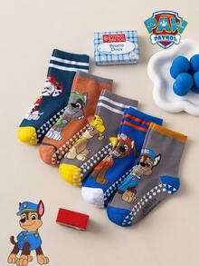 1/5/10 Pairs Paw Patrol Kids Socks, Colorful Fun Striped Puppy Pattern, Silicone Non-Slip Mid-Calf Floor Socks - Multicolor - View 4