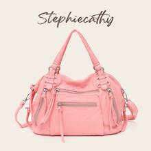 STEPHIECATHY Women's Shoulder Bag, Washed PU Faux Leather Small Handbag, Casual Crossbody Bag For Daily Commute, School, Travel, Summer, Peach Pink - Coral Pink - View 12