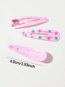 60/20/5pcs Girls Pink Printed Bangs Clips BB Clips Bow Hair Clips Hair Accessories For Girls, High Elasticity Durable Non-Damaging Hair Ties Hair Ropes Sweet Versatile Small Rubber Bands For Daily Use - Pink - View 7