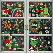 The Grinch 8pcs Christmas Static Window Stickers, Merry Grinchmas Holiday Static Decals, Glue-Free Reusable Glass Stickers For Christmas Home Shop Window Holiday Decoration - Multi-color - View 6