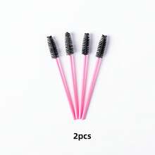 4/2pcs Portable Spiral Eyebrow Brush , Eyelash Comb, Lip Liner Brush, Fine Eyeliner Brush, Lip Brush, Mini Brush - Pink - View 9