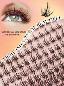 Waloshow 96pcs/Box Cluster False Eyelashes D Curl Soft Single Lash Extensions Eye Enlarging Comfortable DIY Home Convenient Lash Clusters Single False Eyelashes - D - View 4