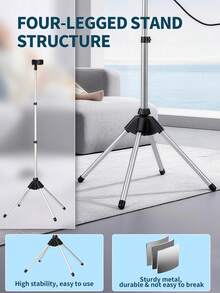 Adjustable 29-59 Inch Hair Dryer Holder Stand With Tripod Base And Universal Clip, 360 Degree Rotating Mount, Perfect For Bathroom Vanity Makeup Room Salon Studio, Lightweight Portable Stands For All Hair Dryer Types And Sizes, Professional Grade Display Holder - Black - View 6