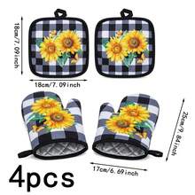 2/4pcs Blue And White Porcelain Print Thickened Kitchen Oven Mitts And Heat-Resistant Pads Set, Microwave Oven Baking Heat-Insulated Gloves, High Temperature Resistant - View 33