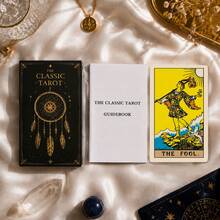 A Beginner's Guide To 78 Classic Tarot Cards, Portable Divination Game, Halloween And Thanksgiving Gifts, Game Gifts,With Paper Manual - Black - View 8