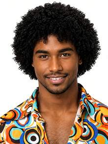8-Inch Short Afro Kinky Curly Wig For Men, High Temperature Synthetic Curly Wig, Fashionable Natural Look, Fluffy And Comfortable, Suitable For All Men, Suitable For Halloween, Music Festivals And Other Holiday Cosplay - Multicolor - View 9
